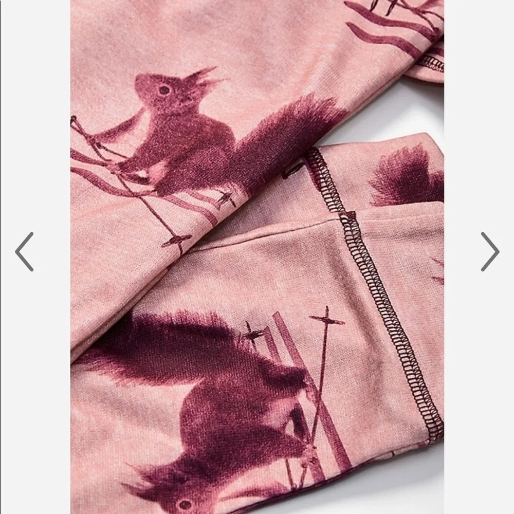 NWT justice girls youth squirrel 2 piece pajamas sz 6 pink brown